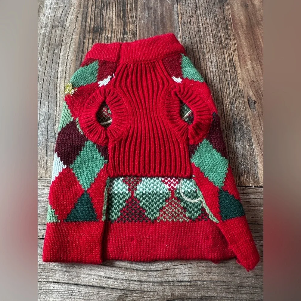 Festive Red and Green Dog Sweater